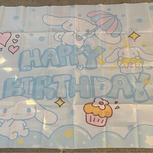 Sanrio Cinnamoroll Blue and White Happy Birthday backdrop banner